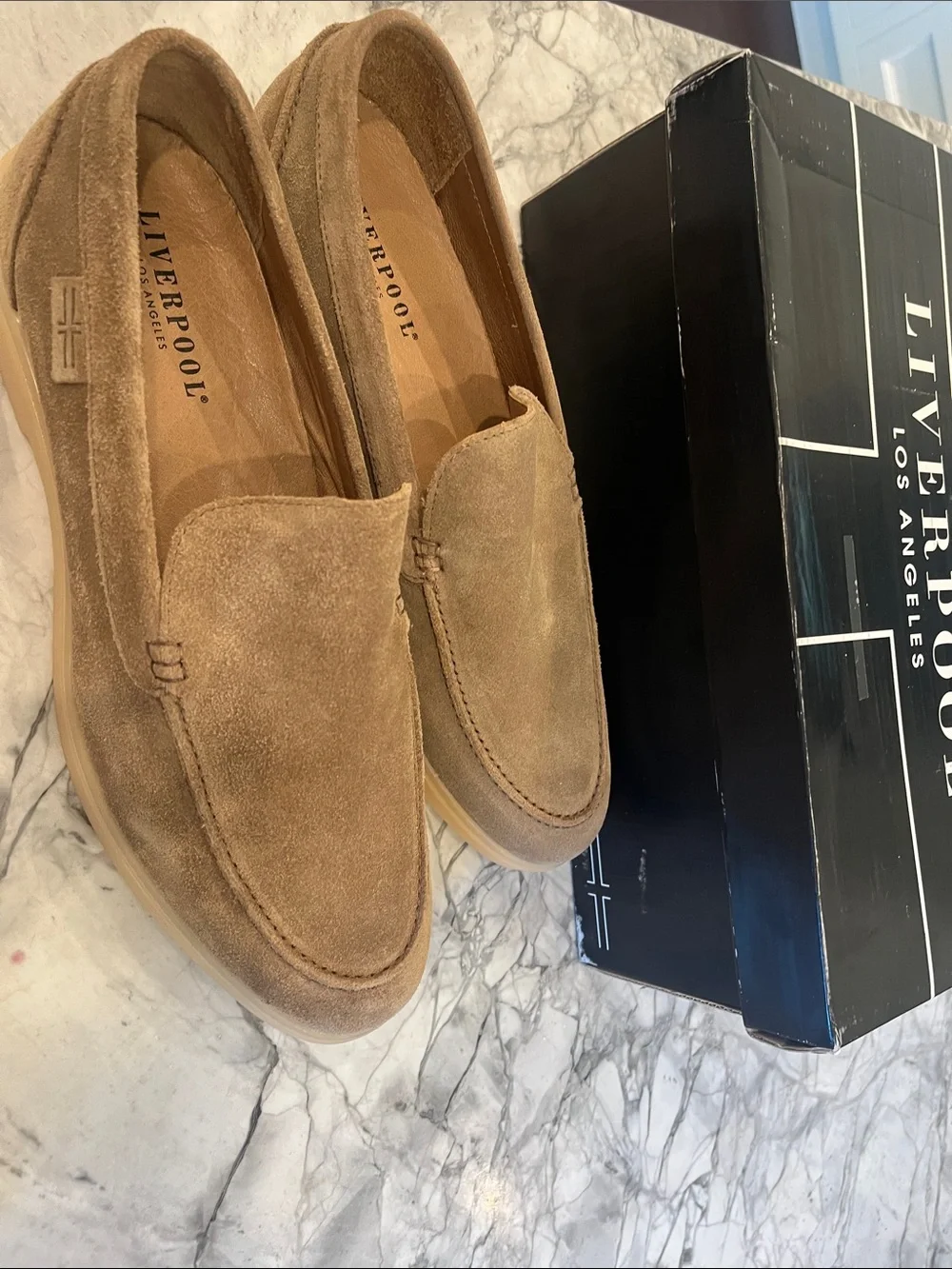 Liverpool Taupe Suede Slip-On Loafers for Men